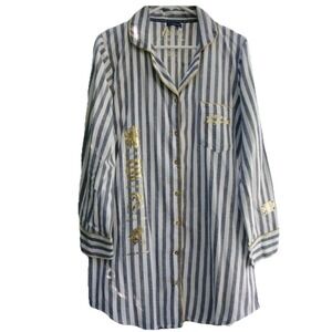 HARRY POTTER Team Hogwarts STRIPED SLEEP SHIRT Dress Pajama L 10-12 Love Lounge